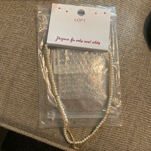 LOFT Pearl & Gold Chain Layered Necklace